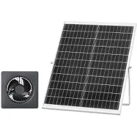 Vevor soldrevet ventilator, 25W solpanel med 220 CFM luftstrøm, justerbar panelvinkel, 2030 o/min højhastighed, fleksibel installation, hurtig luftudskiftning til drivhus, dyrkningstelte, hønsehuse, o