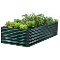 Vevor Galvaniseret Højbed, 2030 x 1020 x 460 mm, Rektangulær Metal Plantekasse Sæt Udendørs, Rustfri Højbed med Handsker, Alu-Zink, til Dyrkning af Blomster og Grøntsager, Mørkegrøn
