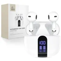 Tech-Protect UltraBoost TWS Core G2 trådløse øretelefoner med LED-display - hvid