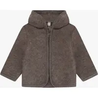 Huttelihut Cardigan - Uldfleece - Brown Melange m. Ører - - 74 - Cardigan