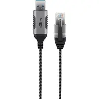 Goobay 74394, USB 3.0 type A, RJ45, 1,5 m, Sort, Sølv