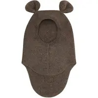 Huttelihut Elefanthue - 1-lags - Uldfleece - Brown Melange m. Ør - - 1-2 år (80-92) - Elefanthue - Enkelt