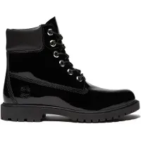 Timberland Støvler 'Premium 6 Inch Lace Up Waterproof Boot -- Women's Black Patent Leather Boots Women's' sort