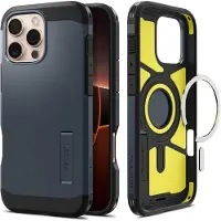 Spigen Tough Armor AI MagFit - Bagsidecover til mobiltelefon - MagSafe-kompatibilitet - polykarbonat, termoplastisk polyuretan (TPU), stødskum - metalskifer - for Apple iPhone 16 Pro Max
