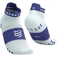 Compressport - Trail running tøj - Pro Racing Socks v4.0 Run Low Star White/Orient Blue til Unisex - Størrelse 39-41 - Hvid