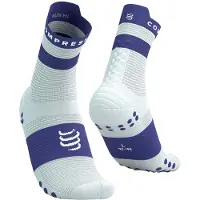 Compressport - Trail running tøj - Pro Racing Socks v4.0 Run High Star White/Orient Blue til Unisex - Størrelse 42-44 - Hvid