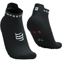 Compressport - Trail running tøj - Pro Racing Socks v4.0 Run Low Black/White til Unisex - Størrelse 35-38 - Sort