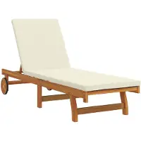 vidaXL Solstol med pude Brun 63 x 199 x 85cm Massivt akacietræ