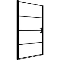 vidaXL brusedør 91x195 cm matteret hærdet glas sort