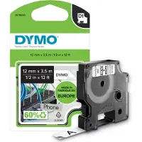 Dymo Tape D1 12mmx3,5m perm nylon black/white