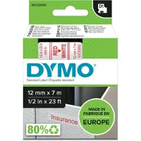Dymo D1 tape | 12mm x 7m rulle | rød på hvid