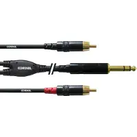 Cordial CFY 3 VCC - 2 x RCA - Han - 6,35 mm - Han - 3 m - Sort