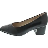 Caprice Pumps, black, made of Leather and textile with Trapeze heel, Size 36