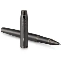 Parker IM Monochrome, Drejelig tilbagetrækkelig kuglepen, Rustfrit stål, Sort, Rustfrit stål, Lak, Fin