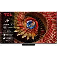 TCL 75C8K - 75 Diagonal klasse (74.5 til at se) - C8K Series LED-bagbelyst LCD TV - QLED - Smart TV - Google TV - 4K UHD (2160p) 3840 x 2160 - HDR - Quantum Dot, Mini-LED - børstet metal