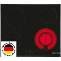 Bosch Serie | 6 PKF675FP2E - Keramisk kogeplade - 4 plader - Niche - bredde: 56 cm - dybde: 49 cm - med rustfrit stål-pynt - sort