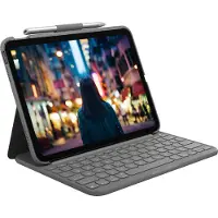 Logitech Slim Folio - keyboard and folio case - ND - oxford grey - Tastatur & Folio sæt - Nordisk - Grå