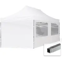 TOOLPORT 3x6m, aluminium, easy-up-pavillon, 4 sidedele, hvid