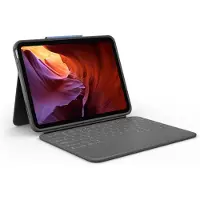 Logitech Rugged Folio - Tastatur og folio-kasse - trådløs - Bluetooth - QWERTY - nordisk (dansk/finsk/norsk/svensk) - grå - for Apple 10.9-inch iPad (10. generation)