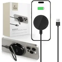 Tech-Protect QI15W-A33 Inductive Charger with MagSafe and Stand with USB-A / USB-C Cable - Black