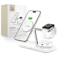Tech-Protect QI15W-A45 3-in-1 Wireless Charger with MagSafe for Apple Devices - White