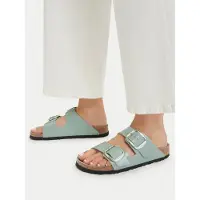 Birkenstock Birkenstocktil kvinder. 1031882 Læder Arizona Big Buckle sandaler (smal pasform) grøn (39), Fast, Ingen, Casual