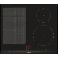 Siemens iQ700 EX675LEC1E - Induktions kogeplade - 4 plader - Niche - bredde: 56 cm - dybde: 49 cm - sort - med rustfrit stål-sidepynt, - med facetteret frontkant