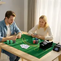 SPORTNOW Pokersæt med 300 jetoner / komplet pokerspil med kort, kortblander, terninger og kuffert