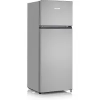 Severin DT 8761 - Køleskab/fryser - top-fryser - bredde: 54.2 cm - dybde: 55 cm - højde: 143.4 cm - 206 liter - Klasse E - sølv