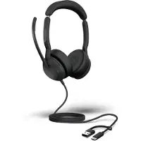 Jabra Evolve2 50 UC Stereo - Headset - på øret - kablet - aktiv støjfjerning - USB-C, USB-A - sort - UC-certificeret
