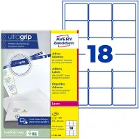 Avery Etiketter 63,5x46,6 mm hvid med QuickPEEL & Ultragrip - (100 ark x 18 stk.)