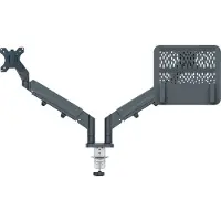 Leitz Ergo pladsbesparende dual monitor arm & laptop arm, Grå