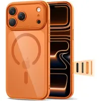 Tech-Protect Magpeak Magsafe CC-etui til iPhone 17 Pro - gennemsigtig orange