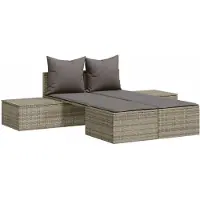 vidaXL loungesofa med hynder polyrattan grå