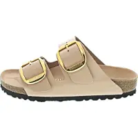 Birkenstock Birkenstocktil kvinder. 1026553 Læder Arizona Big Buckle sandaler (smal pasform) beige (36), Fast, Ingen, Casual