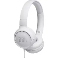 JBL TUNE 500 - Hovedtelefoner med mik. - på øret - kablet - 3,5 mm jackstik - hvid