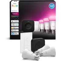 Philips Hue White & Color Ambiance Startsæt: 3 X E27 Pærer (1100) + Dimmer Switch + Bridge Pro
