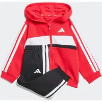 Adidas Træningsdragt 'ESSENTIALS TIBERIO 3 STRIPES FLEECE' knaldrød / sort / hvid