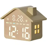 24hShop Husformet digitalt vækkeur med natlys og timer - Gul / LED-vækkeur med natlys