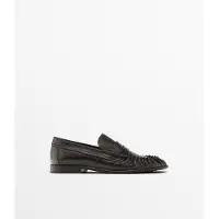 Massimo Dutti - Female - Mokkasiner I Præget Skind - Brun - 40