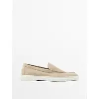 Massimo Dutti - Male - Mokkasin I Spaltlæder Med Mokkasinsøm - Sand - 43