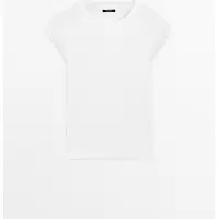 Massimo Dutti - Female - Kortærmet T-Shirt I 100 % Bomuld Med Raglanærmer - Råhvid - M