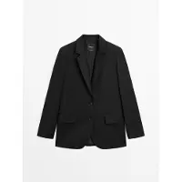 Massimo Dutti - Female - Blazer Med To Knapper I 100% Ekstra Fin Uld - Sort - 36