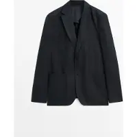 Massimo Dutti - Male - Habitjakke I 100 % Hør - Marineblå - 54