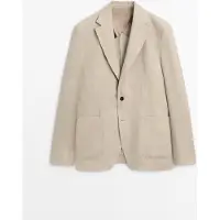 Massimo Dutti - Male - Habitjakke I 100 % Hør - Beige - 56