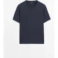 Massimo Dutti - Female - Kortærmet Interlock T-Shirt - Marineblå - M