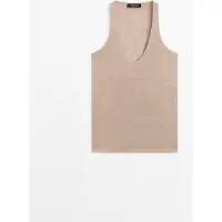 Massimo Dutti - Female - Top I 100 % Hør Med Blødt Fald - Stenfarvet - M
