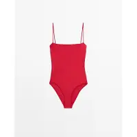 Massimo Dutti - Female - Badedragt Med Smalle Stropper - Rød - S