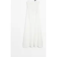 Massimo Dutti - Female - Midikjole Med Blødt Fald Og Hør - Hvid - 38