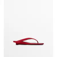 Massimo Dutti - Female - Tåsandaler Med Mellemhøj Hæl - Rød - 38